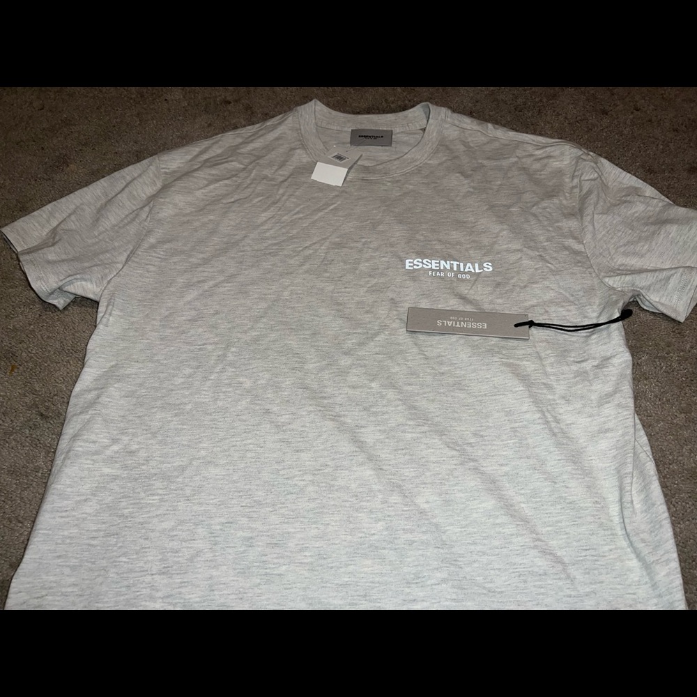 Fear of God essentials light heather grey tshirt